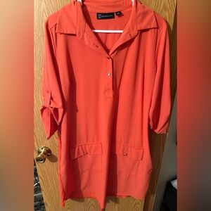 Women's Orange/Red Shirtdress with Belt